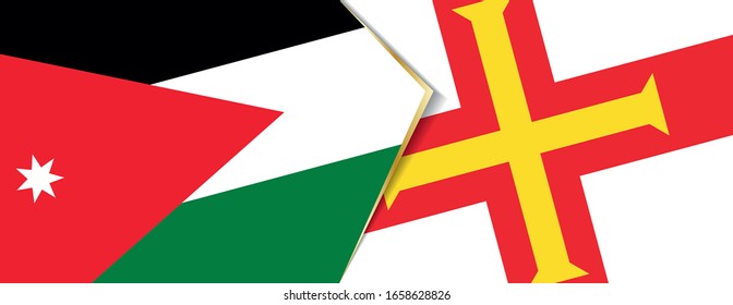 Jordan and Guernsey flags, two vector flags symbol of relationship or confrontation.