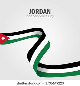 Jordan happy independence day greeting card, banner vector illustration. Jordanian national holiday 25th of May design element on white background.