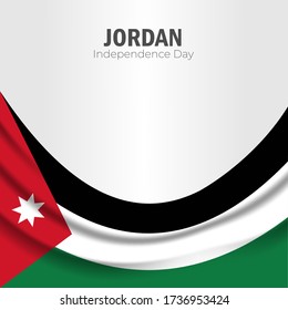 Jordan happy independence day greeting card, banner with template text vector illustration. Jordanian memorial holiday 25th of May design element with three stripes