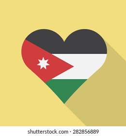 Jordan heart flag flat style with long shadow. Patriotic design. Vector EPS10