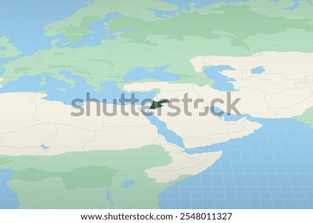 Jordan highlighted on a detailed map, geographic location of Jordan. Vector Map.