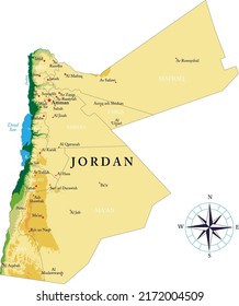 Jordan highly detailed physical map