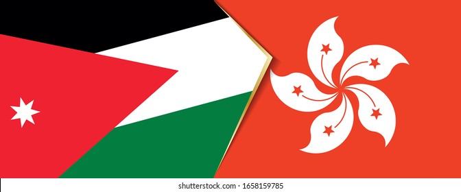 Banderas de Jordania y Hong Kong, dos banderas vectoriales símbolo de relación o confrontación.