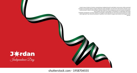 Jordan Independence Day background design. jordan red background with flying ribbon. good template for ribbon national day