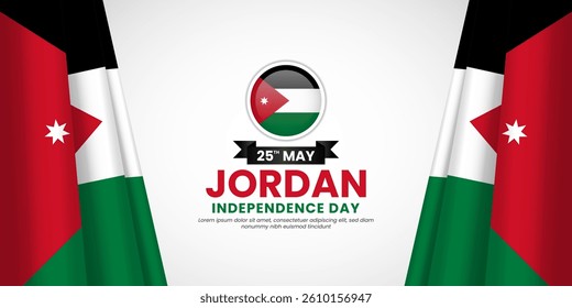 Jordan independence day banner background 25th of May design element with realistic waving flag