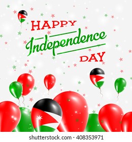 Jordan Independence Day Patriotic Design. Balloons in National Colors of the Country. Happy Independence Day Vector Greeting Card.
