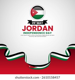 Jordan independence day Square banner background with waving flag vector illustration