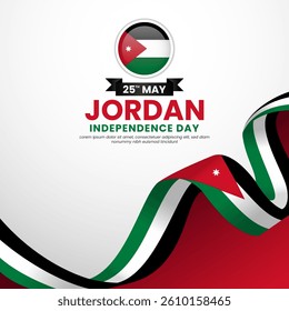 Jordan independence day Square banner background with waving flag vector illustration