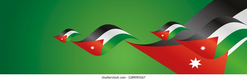 Jordan Independence Day waving flags two fold red landscape background banner greeting card