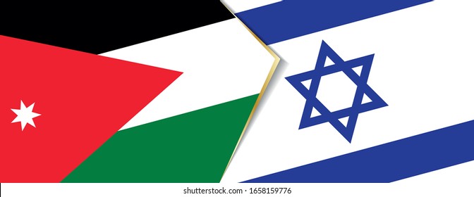 Jordanien und Israel Flaggen, zwei Vektorillustrationen Flaggen Symbol für Beziehung oder Konfrontation.