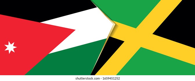Die jordanischen und jamaikanischen Flaggen, zwei Vektorillustrationen Flaggen Symbol für Beziehung oder Konfrontation.