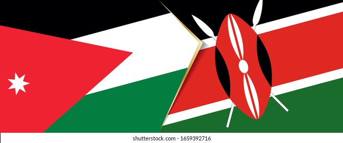 Jordan and Kenya flags, two vector flags symbol of relationship or confrontation.