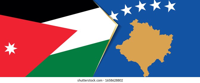 Jordan and Kosovo flags, two vector flags symbol of relationship or confrontation.