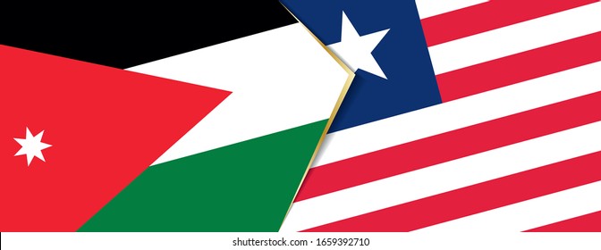 Jordan and Liberia flags, two vector flags symbol of relationship or confrontation.