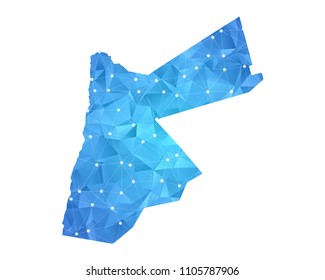 Jordan Map - Abstract geometric rumpled triangular low poly style gradient graphic on white background , line dots polygonal design for your . Vector illustration eps 10.