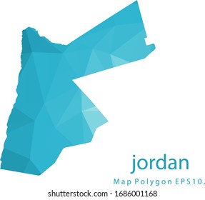 Jordan Map Abstract geometric rumpled triangular low poly style gradient graphic on white background