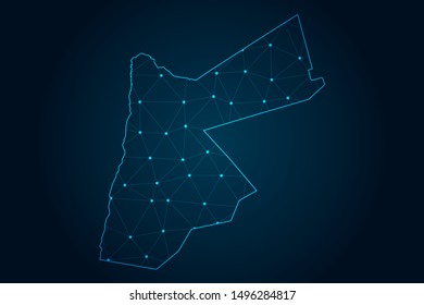 jordan map with Abstract mash line and point scales on Dark background . design polygon sphere . Wire frame 3D mesh polygonal network line . Vector illustration eps 10.