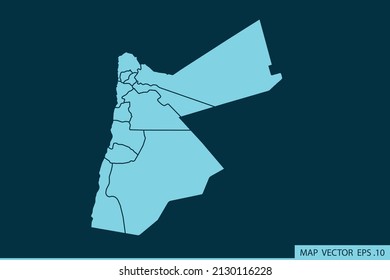 Mapa jordano, línea de mash abstracto y escalas de puntos sobre fondo oscuro para el logo del mapa de diseño de tu sitio web, app, ui, Travel. Ilustración vectorial eps 10.