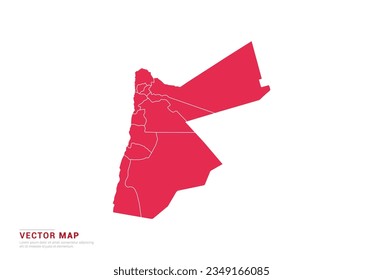 Jordan Map - abstract style red isolated on white background for infographic, design vector.