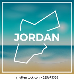Jordan map against the backdrop of beach and tropical sea with bright sun. EPS10 vector