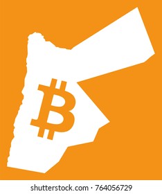 Jordan map with bitcoin crypto currency symbol illustration