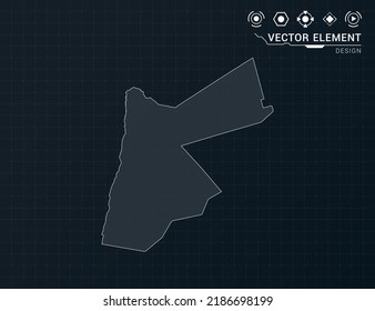 Jordan map of black digital frame HUD, GUI, UI interface technology radar vector.