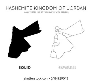 Jordan map. Blank vector map of the country with regions. Borders of Jordan for your infographic. Vector illustration.