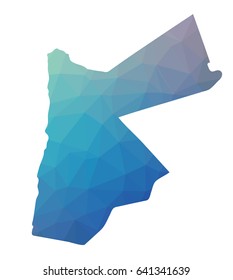 Jordan map - blue geometric rumpled triangular low poly style gradient graphic background