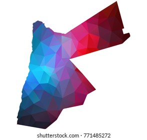 jordan map. Blue and Red polygonal shape vector illustration on white background. Vector illustration eps 10.