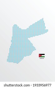 Mapa jordano de diseño de círculo azul, fondo blanco con bandera jordana.