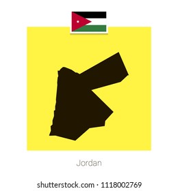 Jordan map design with flag and yellow background vector