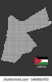 Jordan map design white square, black background with flag Jordan.