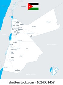 Jordan map and flag - High Detailed Vector Illustration