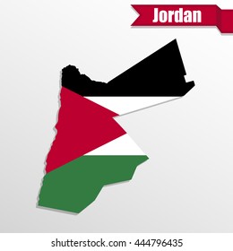 Jordan-Karte mit Flagge im Inneren und Band