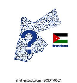 Bandera del mapa de Jordania hecha con signo de interrogación.
