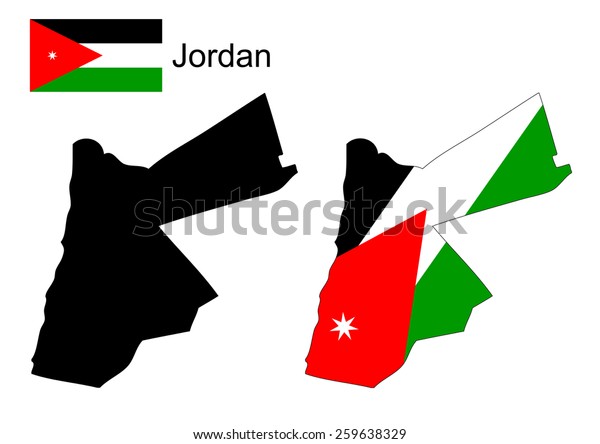 Jordan Map Flag Vector Jordan Map Stock Vector (Royalty Free) 259638329 ...