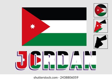 Jordan map and flag in vector illustration