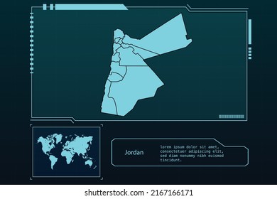 Jordan Map Futuristic  infographic Map element collection background