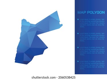 Jordan map in geometric blue polygonal style modern design on white background. Vector illustration map in geometric blue polygonal style modern design on white background. Vector illustration.