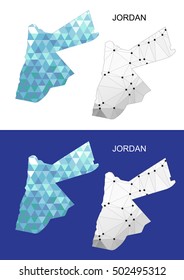 Jordan map in geometric polygonal style. Abstract gems triangle.