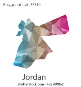 Jordan map in geometric polygonal style.Abstract gems triangle,modern design background.