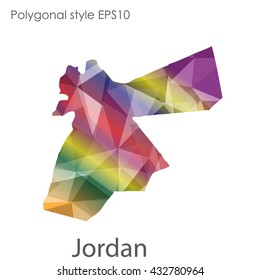 Jordan map in geometric polygonal style.Abstract gems triangle,modern design background.