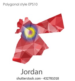 Jordan map in geometric polygonal style.Abstract gems triangle,modern design background.