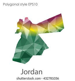 Jordan map in geometric polygonal style.Abstract gems triangle,modern design background.