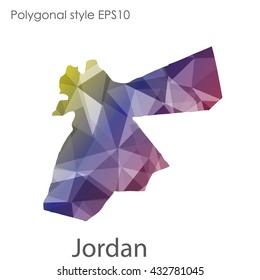 Jordan map in geometric polygonal style.Abstract gems triangle,modern design background.