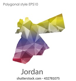 Jordan map in geometric polygonal style.Abstract gems triangle,modern design background.