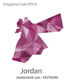 Jordan map in geometric polygonal style.Abstract gems triangle,modern design background.