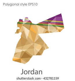 Jordan map in geometric polygonal style.Abstract gems triangle,modern design background.