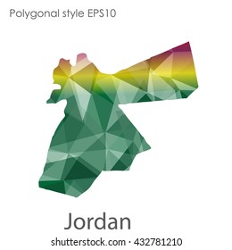 Jordan map in geometric polygonal style.Abstract gems triangle,modern design background.