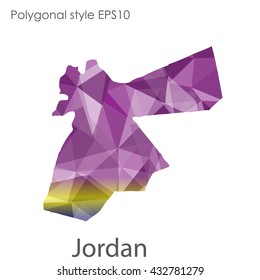 Jordan map in geometric polygonal style.Abstract gems triangle,modern design background.